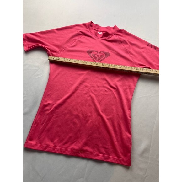 ROXY Rashguard Large Adult Pink Whole Hearted Short Sleeve Spellout Swim Womens - Picture 5 of 6